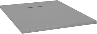 'vidaXL Low Profile SMC Shower Base Tray in Grey - Durable with Slate Stone Finish and Non-Skid Surface, Modern Bathroom Accessory