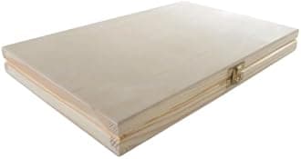 WooDeeDoo Shallow Slim Wooden Box with Lid & Clasp | 30 x 19 x 3 cm | Gift Presentation Valuables Storage Case | Plain Decorative Pine for Craft Decoupage