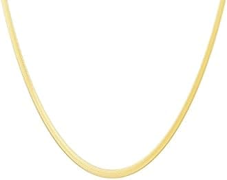 DEARMAY Herringbone Necklace Snake Chain Necklace 18K Gold Plated Dainty Flat Chunky Wide Omega Thick Link Choker Stacking Flexible Chains Necklaces for Women Simple Shiny Minimalist Jewelry