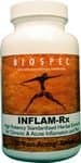 Inflam-95 by Biospec:Concentrated, Naturally Effective Anti-Inflammatory Complex; Now with Bioperine! Inflam-Rx is a truly unique formula based on research showing that significant levels of these Ayurvedic Herbs can greatly reduce systemic inflammation! Inflam-Rx combines five of the highest quality, standardized herbs known to naturally relieve muscle and joint pain. 180 Vege Caps