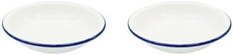 Zenker Enamel Round Pie Dish, Vintage Design, Suitable for Oven & Stove, Diswasher Safe, Oven Tray, Pie Tin, Dimensions: 25x25x5cm Colour: White, Blue (Pack of 2)
