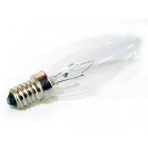Chandelier Bulb 40 Watt, European Base, Clear Torpeado Bulb, E-14 Base, 4 Inches, 130 Volts, for Import European Fixtures, 15 Pack