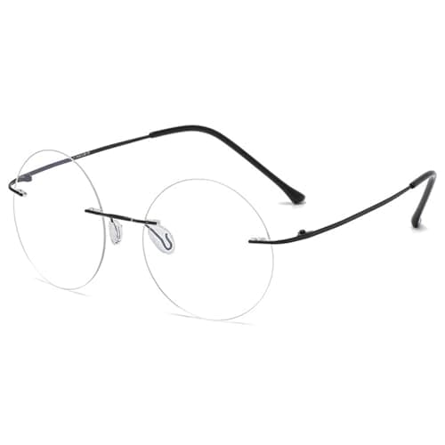 Round Titanium Rimless Reading Glasses Blue Light Blocking Women Men Metal Frameless Eyeglasses Flexible Hinges Lightweight Fashion Readers Eyewear