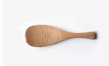 New Design Wooden Kitchen Fish Design Soup Spoon, rice Paddle, Salad Porridge, Rice Spoon, Scoop Paddle, Wood color (Beige)