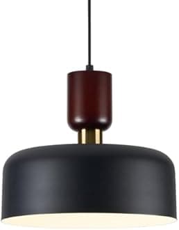 TeHenoo Modern Pendant Lights,Natural Wood and Brass Accent,Adjustable Pendant Lighting for Kitchen, Dining Room, Black