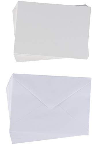 48-Pack Blank Greeting Cards - Plain Cardstock Postcard Style Notecards - Standard Straight Corners, Envelopes Included for DIY Holiday Cards, Party Invitation, Birthday, Wedding, White, 5 x 7 Inches