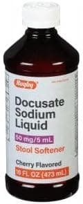 Rugby Docusate Sodium Cherry Flavored Liquid Stool Softener 50mg / 5 mL - 16 Fl Oz
