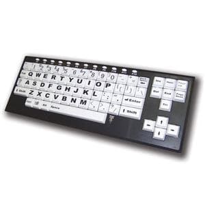 Chester Creek, Wireless large-key keyboard BLACK LETTERS ON WHITE / IVORY KEYS BLACK FRAME (Catalog Category: Input Devices-Wireless / Keyboards- Wireless)