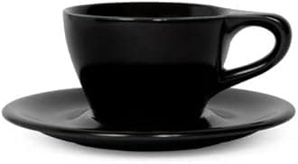 LINO Porcelain Cup & Saucer (Black, Small Latte, 2)