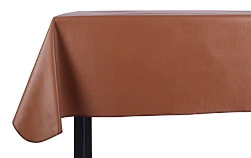 Yourtablecloth Heavy Duty Vinyl Rectangle or Square Tablecloth – 6 Gauge Heavy Duty Tablecloth – Flannel Backed – Wipeable Tablecloth with Vivid Colors & Many Sizes 52 x 108 Terra