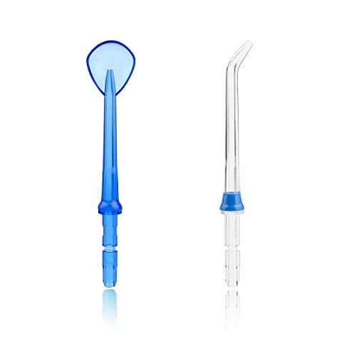 Replacement Tip Nozzles for DentJet/Waterpik/Nicefeel/Flycat Oral Irrigators (2 Tips: Tongue Cleaner + Classic Jet Tip)