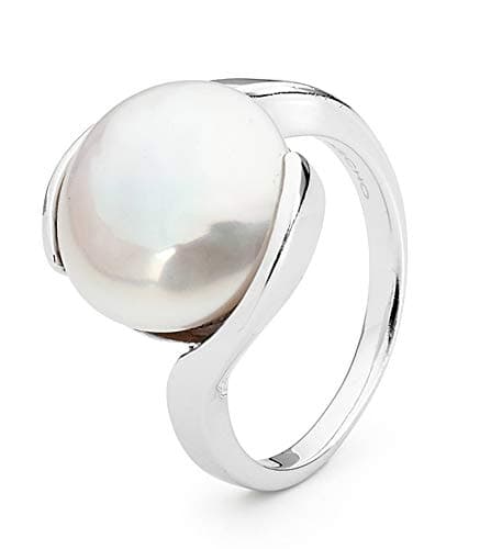 SMS Retail White Pearl (Moti) Pandhatu Silver Plated Ring 7.25 Ratti (6.6 carats) for Girls and Women- Size 14 No
