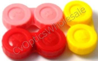 3 Contact Lens Soaking Storage Cases UK Made - Pink - Red - Yellow