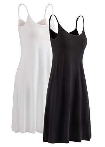 HONFON Womens Modal Built in Padded Bra Full Slips 2 Pack