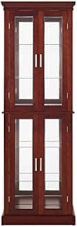 CZCZGX 70" Curio Glass Display Cabinet With 6 Adjustable Shelves, Tall Bookshelf With Tempered Glass Doors, Modern Storage Liquor Cabinet for Home (Walnut, 6 Tier)