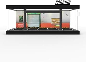 1/64 Diorama Plastic Display Case - Compatible with Hot Wheels Matchbox Mini GT Diecast Cars,for Model Car Display and Storage,Stackable Garage with LED Lights and Acrylic Cover (LM-Offroad)