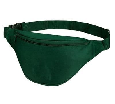 Two Zippered Fanny Pack, Adjustable Polyweb Waist Belt (Hunter Green)