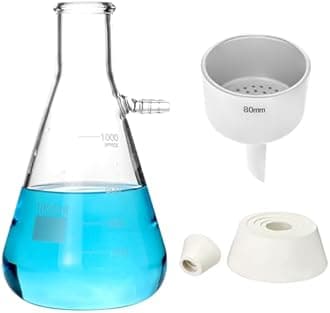 QWORK Buchner Funnel Kit, 1000ML Vacuum Flask with 80mm Funnel, Borosilicate Glass Heavy Wall Filtering Flask