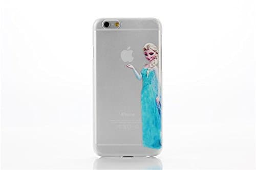iPhone 6 Eating/ Holding Apple logo Transparent Princess Snow White Frozen Elsa Little Mermaid Ariel Holding Logo Clear Transparent Case for Apple iPhone 6 Xmas Gift (02#)