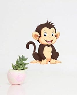 Decals Creation Little Smiley Monkey Wall Sticker for Living Room, Kids Room, Pooja Room (Size - 39CM X 46CM)