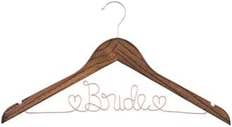 Ella Celebration Bride to Be Dress Hanger (Antique Brown with Rose Gold Wire)