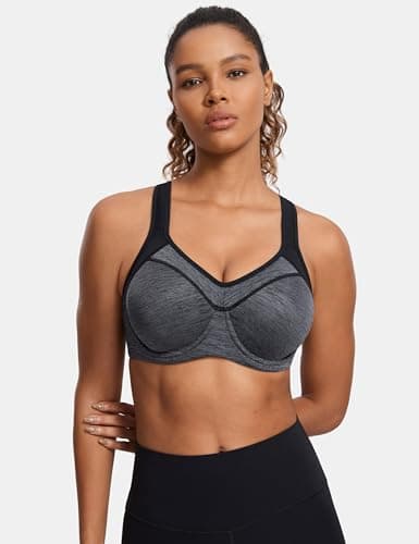 SYROKAN Women's Full Support High Impact Racerback Lightly Lined Underwire Sports Bra