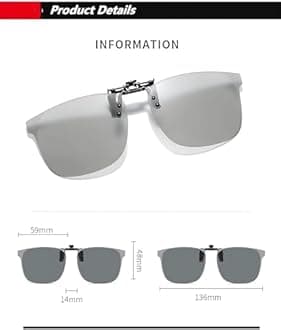 RuiJinGen Clip on Flip up Polarized Lens For Prescription Glasses UV Protection Sunglasses (Clear lenses not Polarized)