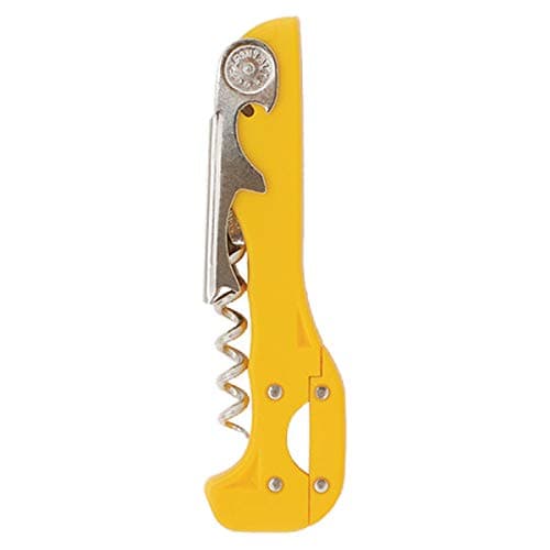 Boomerang Two-Step Corkscrew Wine Opener with Built-In Foil Cutter and Bottle Opener - Yellow