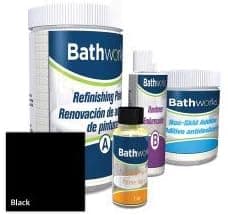 Bathworks DIY Quick Dry Black Bathtub & Tile Refinishing Kit w/Non-Slip Protection; 22 oz; Fast 12 Hour Dry time; Tub; Tile; Wall Surround; Sink; High Gloss Resin Finish (Black)