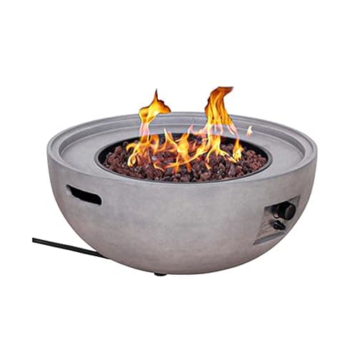 32" Concrete 50K BTU Smokeless Propane Gas Fire Pit Round Outdoor Patio, Porch, and Deck Fireplace for Backyard Heating, Gray