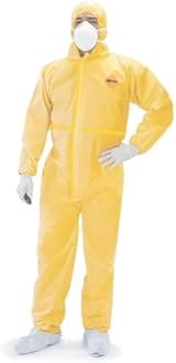 Tiger Tough Products Tiger Tough Chemical Protection Coveralls for Men - Hazmat Suits with Hood & Zipper – Durable Yellow Chemical Suit for Industrial Use, 3X-Large