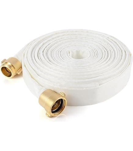 AKW Fire Hose - 1-1/2" ID x 100 FT Single Jacket TPU Firefighter Hose with M × F NST/NH Brass Couplings 750 PSI Burst Pressure Lightweight for Use in Firefighting Connectors (100 ft.)