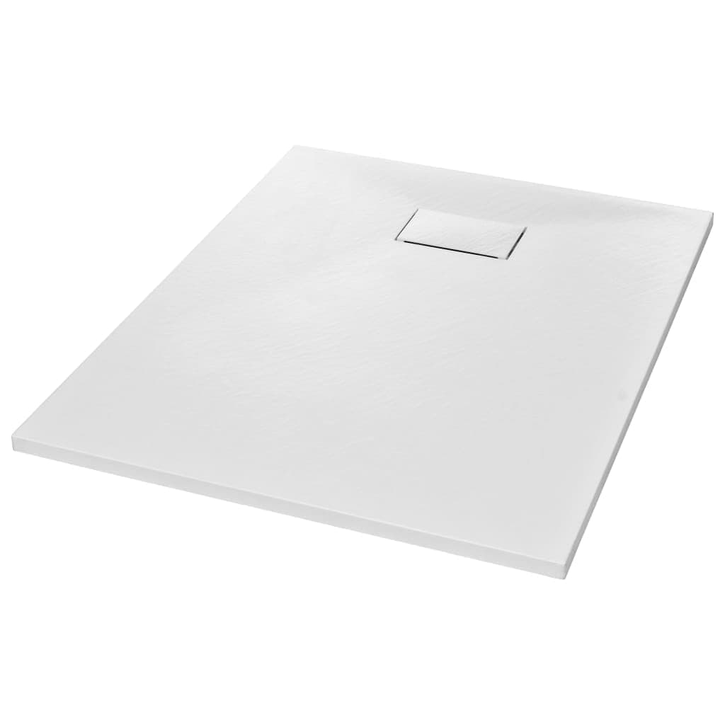 Shower Base Pan with Center Drain Shower Tray SMC White Rectangular vidaXL