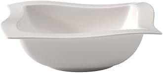 NewWave Dish, bowl for salads and side dishes, square shape, premium porcelain, dishwasher and microwave safe, white, 25 cm