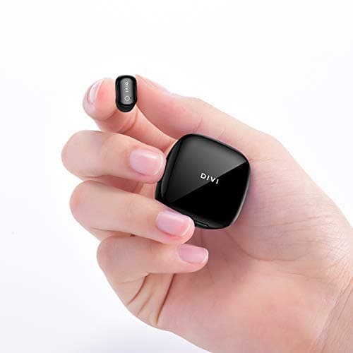 DIVI Wireless Earphone,Wireless Sports Bluetooth Earphone-Ear Mini Sweatproof Headphones with Noise Cancelling and Charging Box for iPhone X/8/7/6s plus Samsung Galaxy S8, S8 Plus (One Piece, Black)
