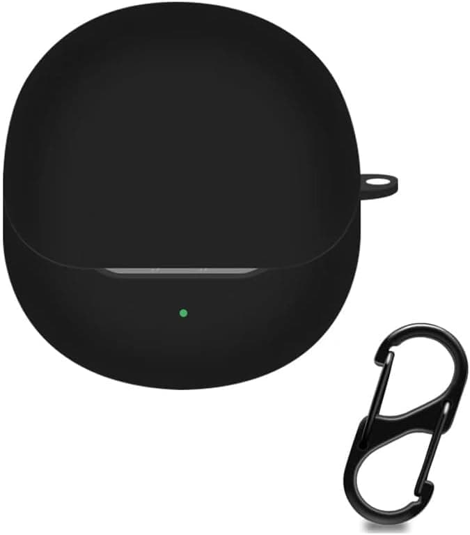 Silicone Case Compatible with SoundPEATS Air5 Lite Wireless Earbuds, Full-Body Protection Cover with Anti-Lost Keychain (Black)