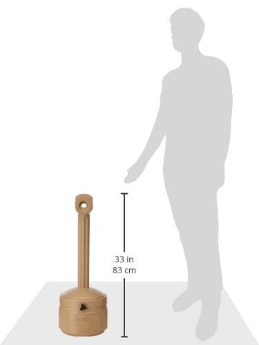 Justrite 26806B Personal Smokers Cease Fire Polyethylene Cigarette Butt Receptacle, 1 Gallon Capacity, 11" OD x 30" Height, Adobe Beige
