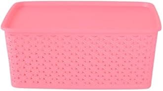 Kuber Industries 12 Pcs Stackable Plastic Storage Box with Lid | H3 Multi-Purpose Basket for Storage - Ideal Home Organizers for Baby Dress, Stationary, Medicine & Pooja Items | Multicolor