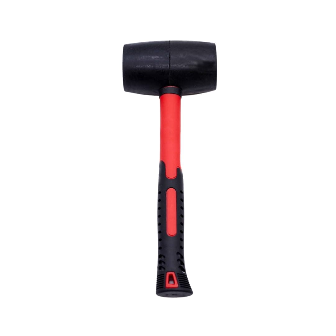 Rubber Mallet, 32oz, Red and Black, Fibreglass Handle