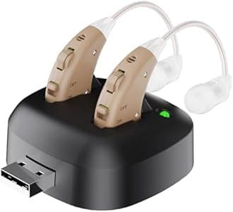 Digital Hearing Amplifier - (Pair of 2) Noise Cancelling with One Touch Volume Control, No Programming Required, Near-Invisible Behind The Ear, Upgraded 2019 Design & Rechargeable USB Dock by MEDca