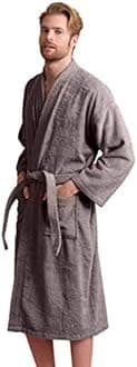 Men's Turkish Terry Kimono Style Bathrobe - 100% Pure Turkish Cotton -Comfortable, Absorbent, Soft, fast Dry, Cozy Wear
