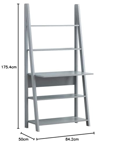 Timber Art Design Riva Ladder Shelf 5 Tier Open Storage Shelves Industrial Bookcase Rack Plant Stand for Living Room Bedroom Kitchen Rustic Shelf Organiser Unit 175.4 x 84.2 x 50 cm