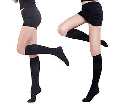 HappyMe Super Ultra Comfortable Effective Compression Socks- Black Nylon- Large/XL size, relieves Swollen Aching Legs-Perfect for Pregnant Woman,Nurses,Long Flights n Travel, Swollen feet and legs!