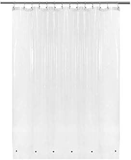 Barossa Design Clear Shower Curtain Liner 82 Width by 74 Height with Free Hooks - 6 Bottom Magnets, Waterproof PEVA, 12 Metal Grommets Curtain PEVA, 82x74