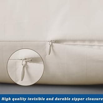 Pillow Cases Queen Size, 100% Egyptian Cotton Pillow Protectors with Zipper, 400 Thread Count Sateen Weave Light Beige Pillowcases Queen Size Set of 2, Premium Quality Pillow Covers for Home/Hotel