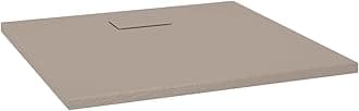 vidaXL Shower Base Tray SMC Brown 90x80 cm- Contemporary Low-Profile Design, Reinforced for Durability, Non-Skid Slate Stone Surface, Scratch/Stain, Easy Clean
