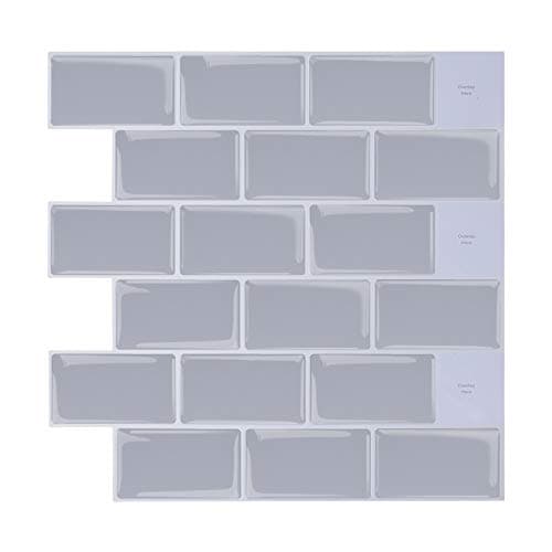 Peel and Stick Backsplash for Kitchen, Subway Tiles Stick on Backsplash, Peel and Stick Wall Stickers Grey ( 10 Sheets, 12" X 12" )