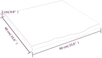 vidaXL Bathroom Vanity Countertop, 23.6"x23.6"x0.8" Treated Solid Oak Wood with Live Edge, Varnished Light Brown Surface, Versatile Use, Home Decor