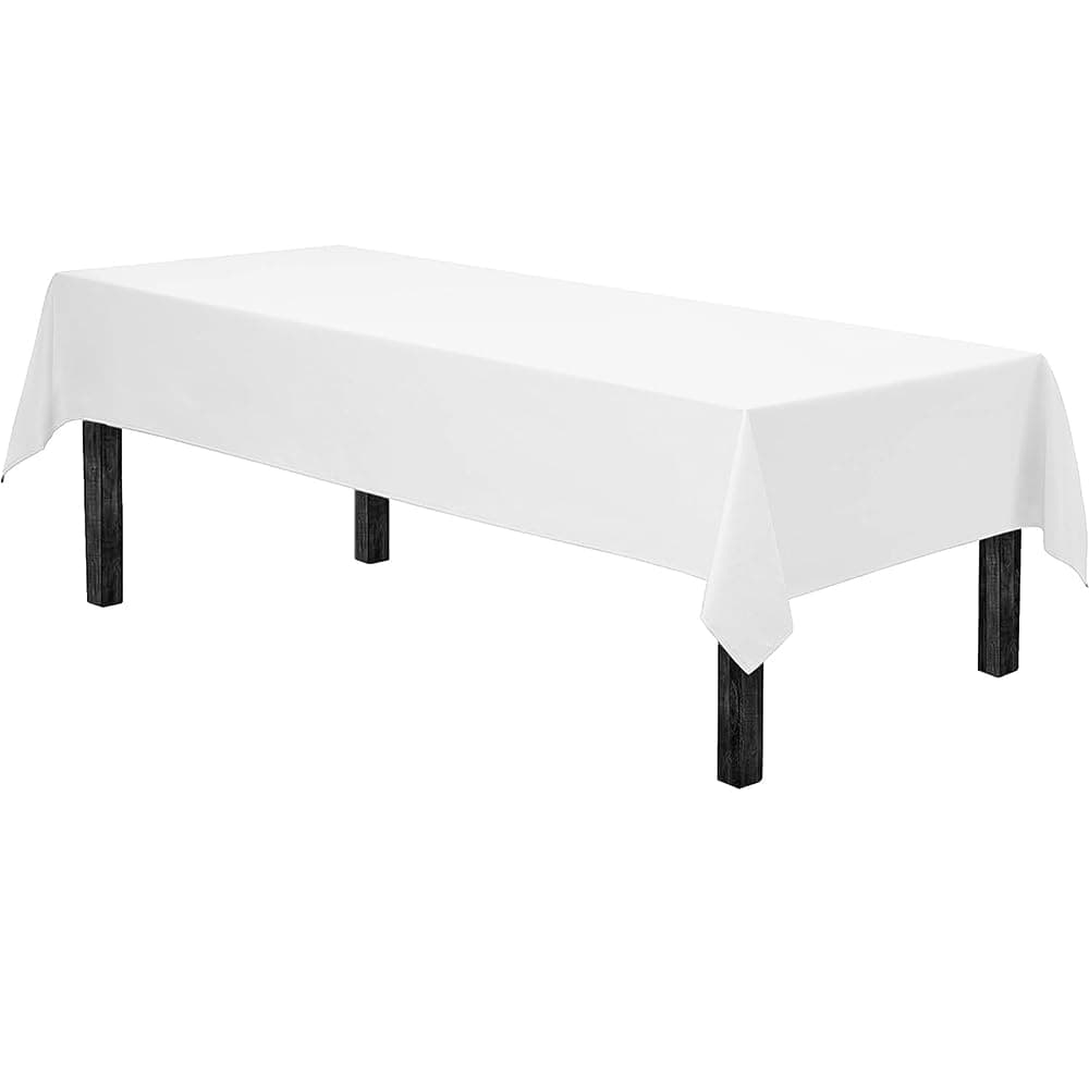 Anaado White Table Cloth for 8 Foot Table, Heavy Duty, Table Cover for Buffet, Parties, Wedding, Dining, White, 137 x 274 cm