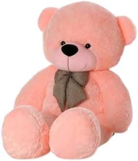 Teddy Bear with Neck Bow for Girls, Soft Toys for Girls & Kids Furry Soft Stuffed Spongy Plush Toy for Special Occasion Birthday, Anniversary, Valentine's Day (3 Feet) (Pink)